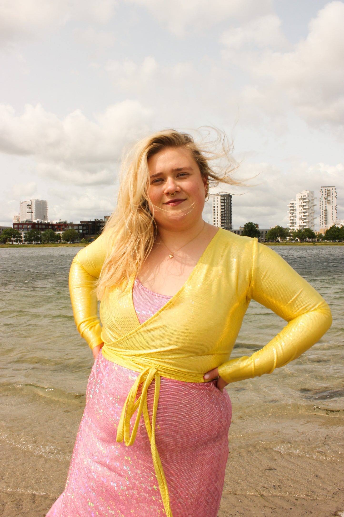 Hold Me Tight Wrap Top - Golden Mirror