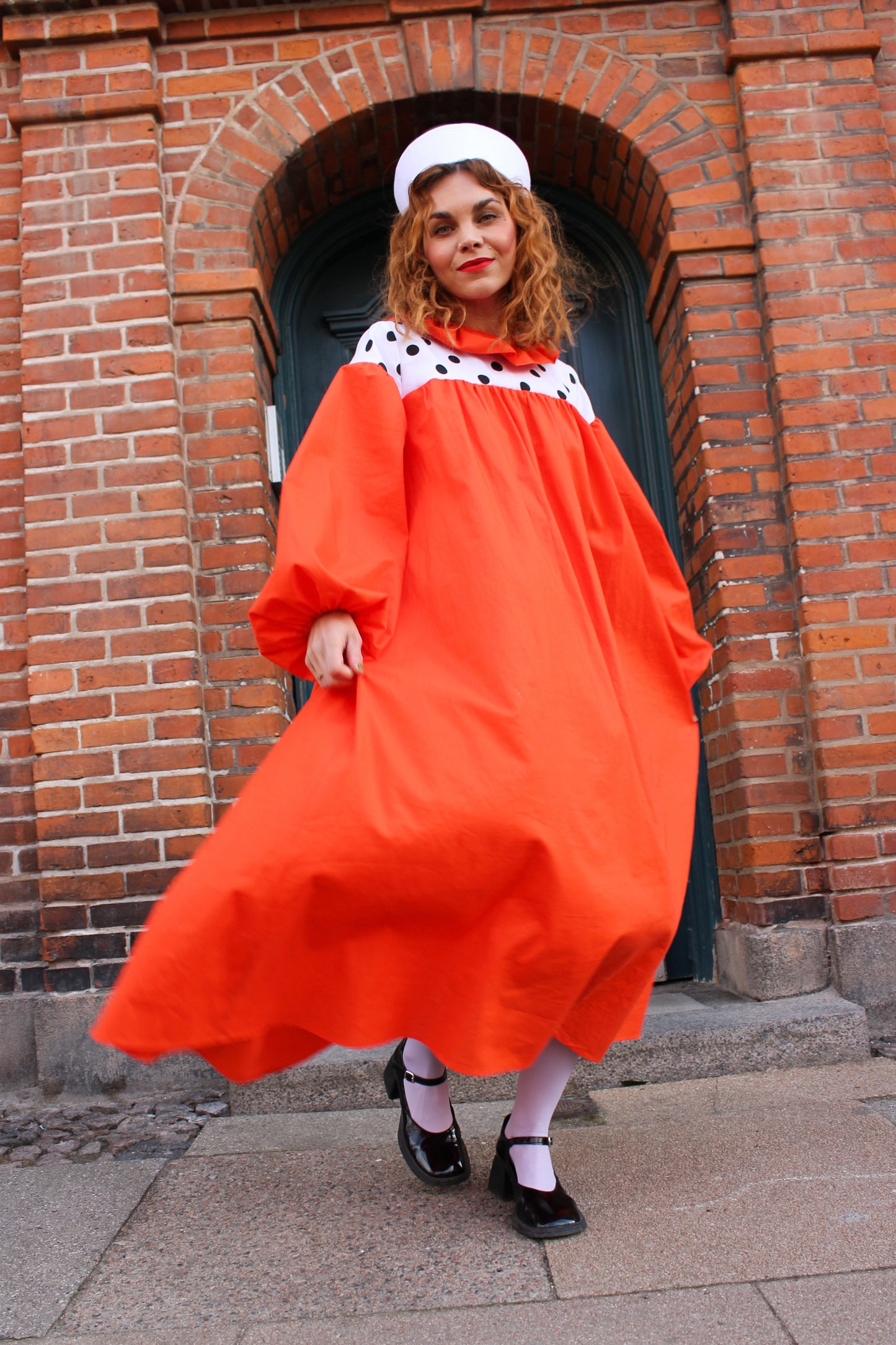 Ruthie Ruffle Dress Maxi - Burning Mandarin