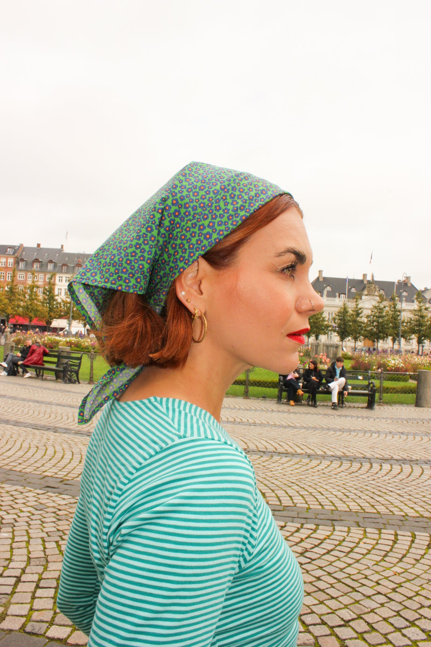 Fanny Scarf - Green Tiny Flowers READY TO SHIP