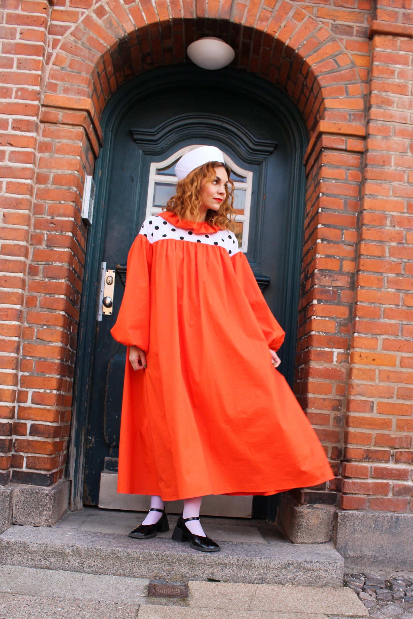Ruthie Ruffle Dress Maxi - Burning Mandarin