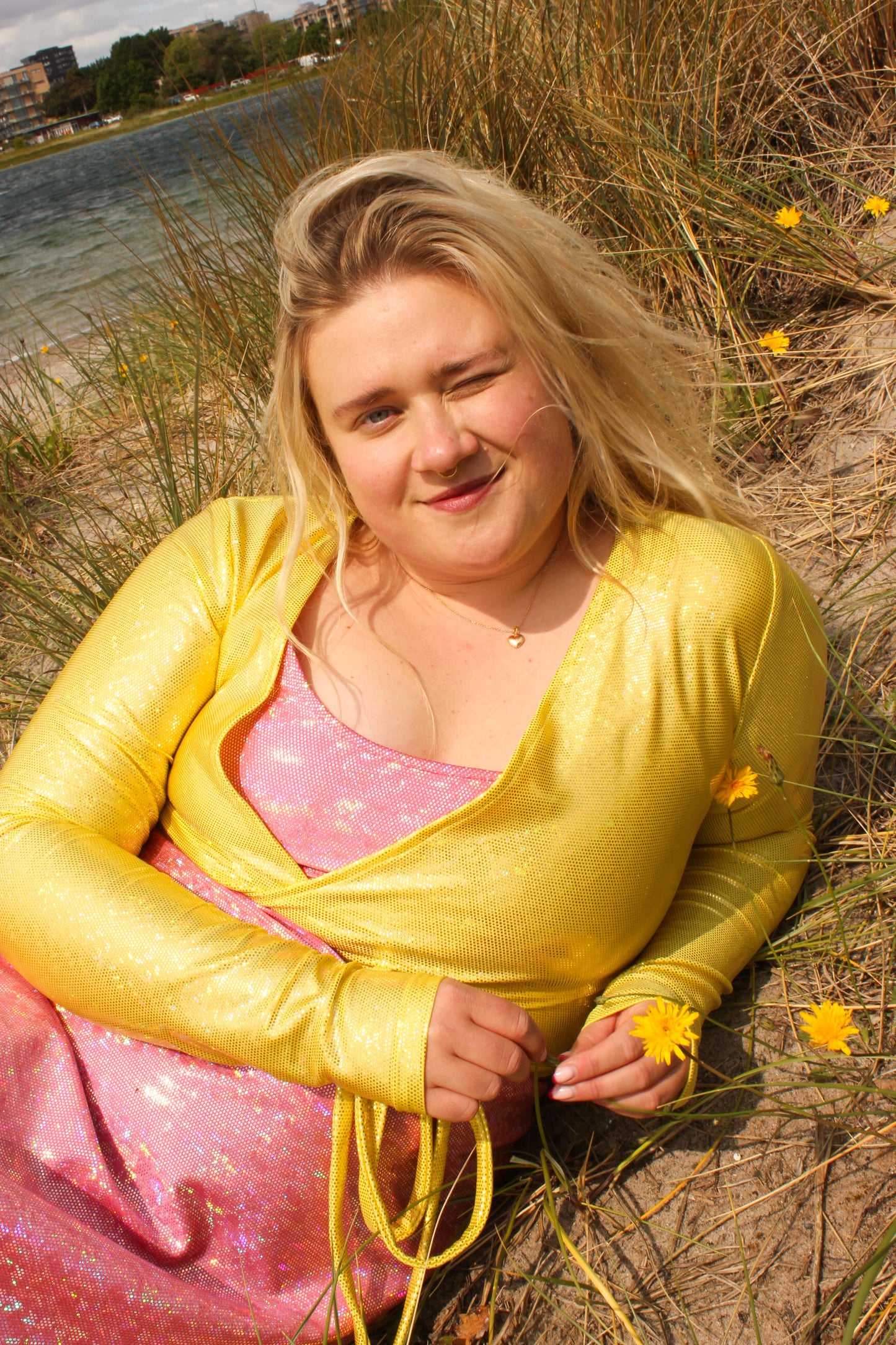 Hold Me Tight Wrap Top - Golden Mirror