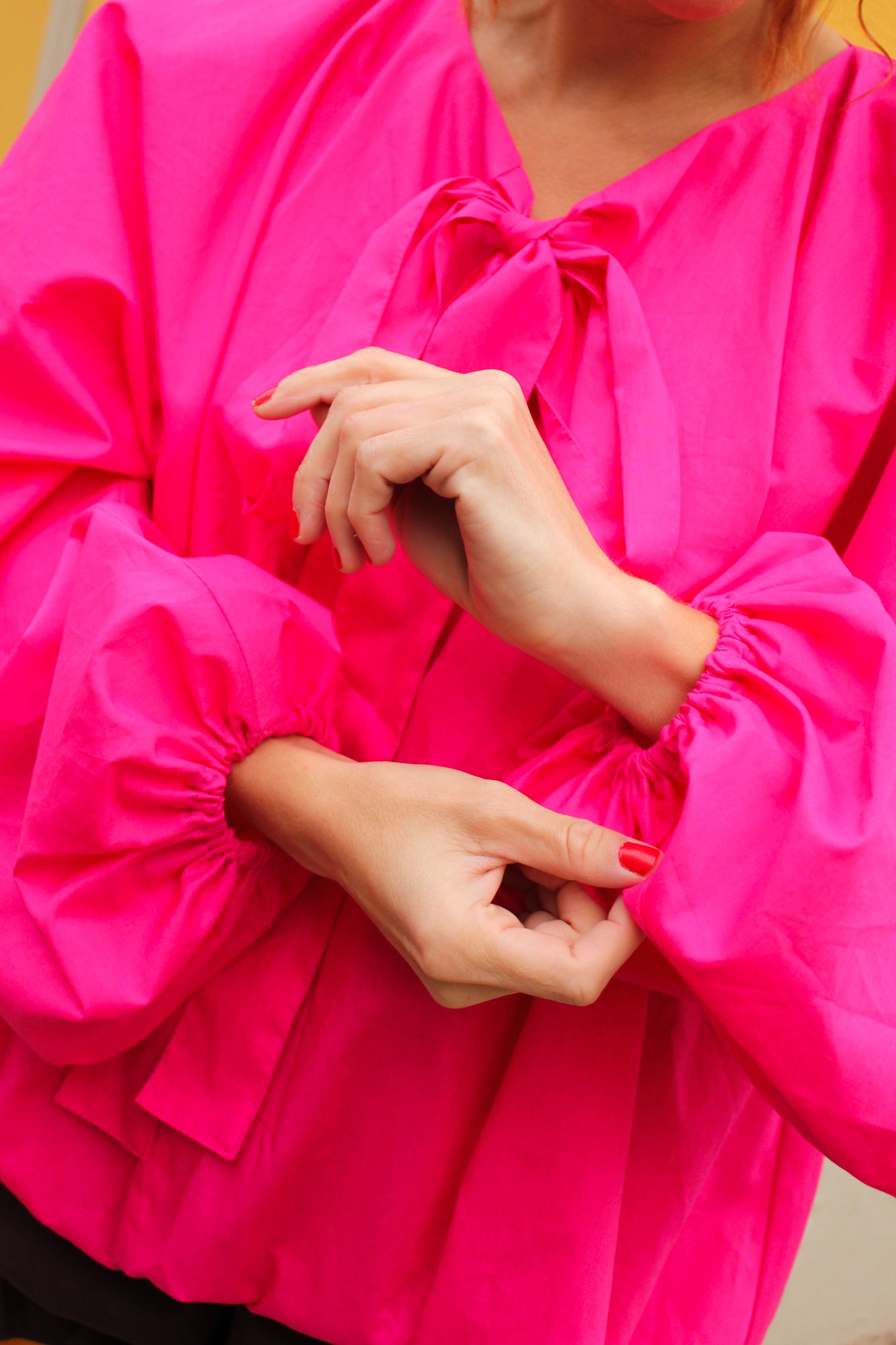 Babette Balloon Blouse - Glossy Pink