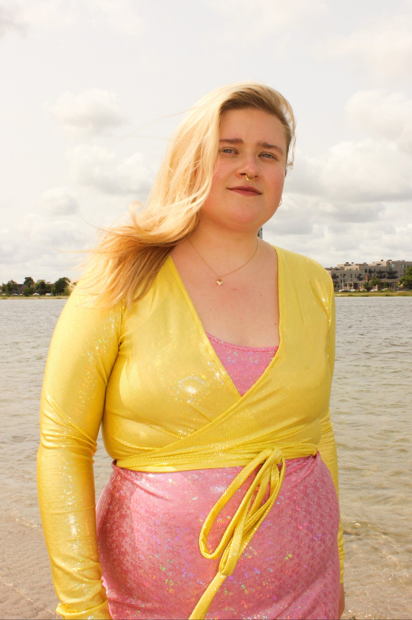 Hold Me Tight Wrap Top - Golden Mirror