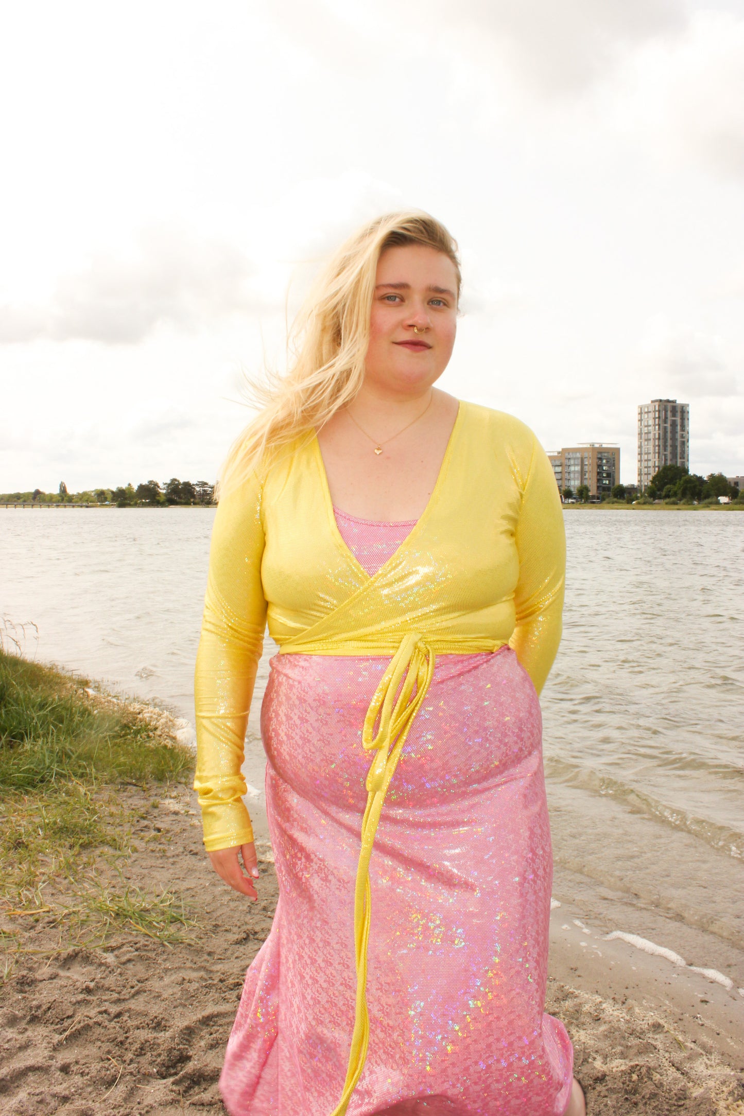 Hold Me Tight Wrap Top - Golden Mirror