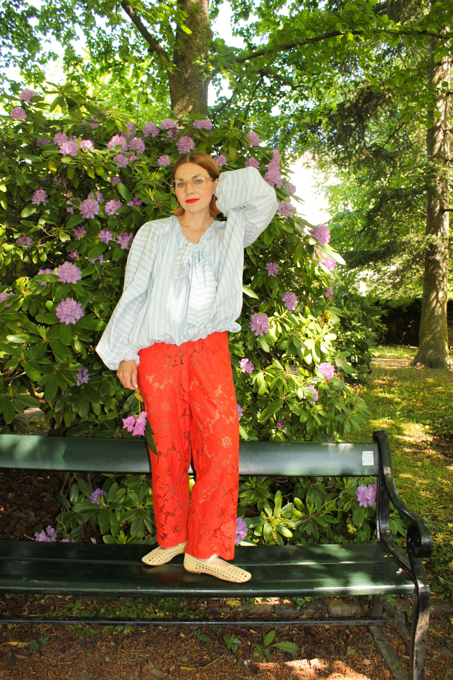 Prysselius Lace Pants - Mandarin Red