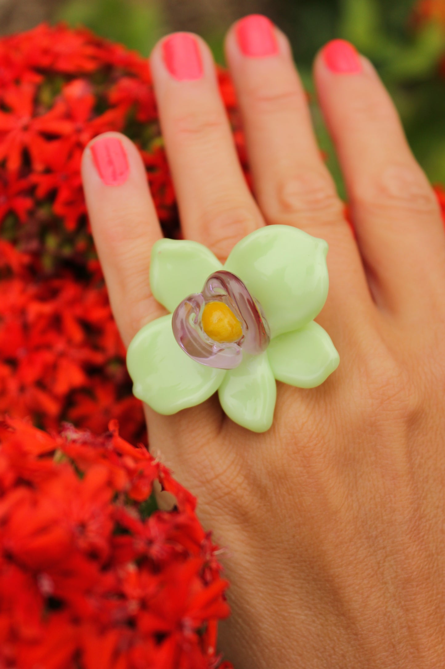 ODD LEMON x VIVIAN ALARCÓN Glas Ring - Minty Orchid