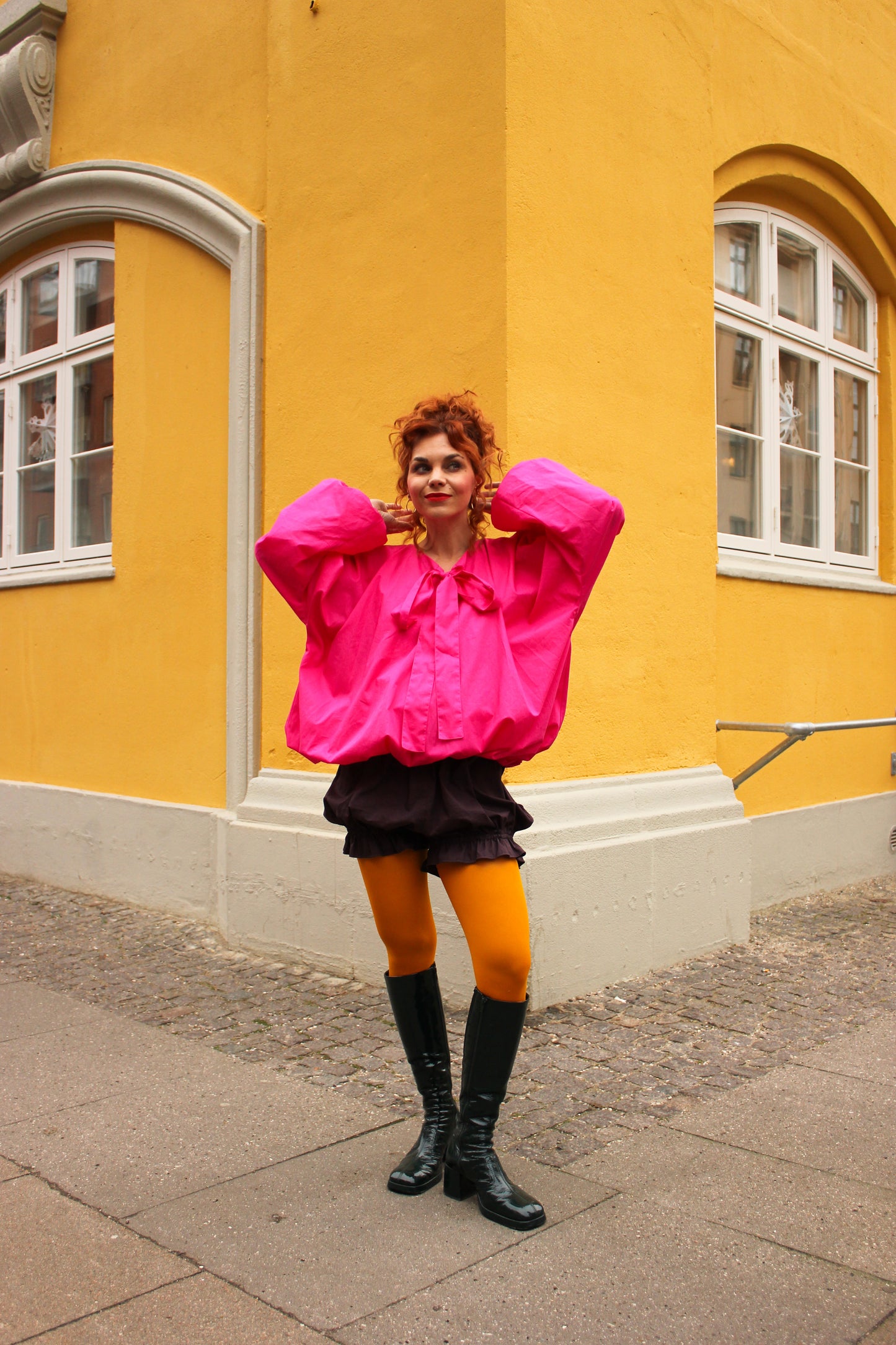 Babette Balloon Blouse - Glossy Pink