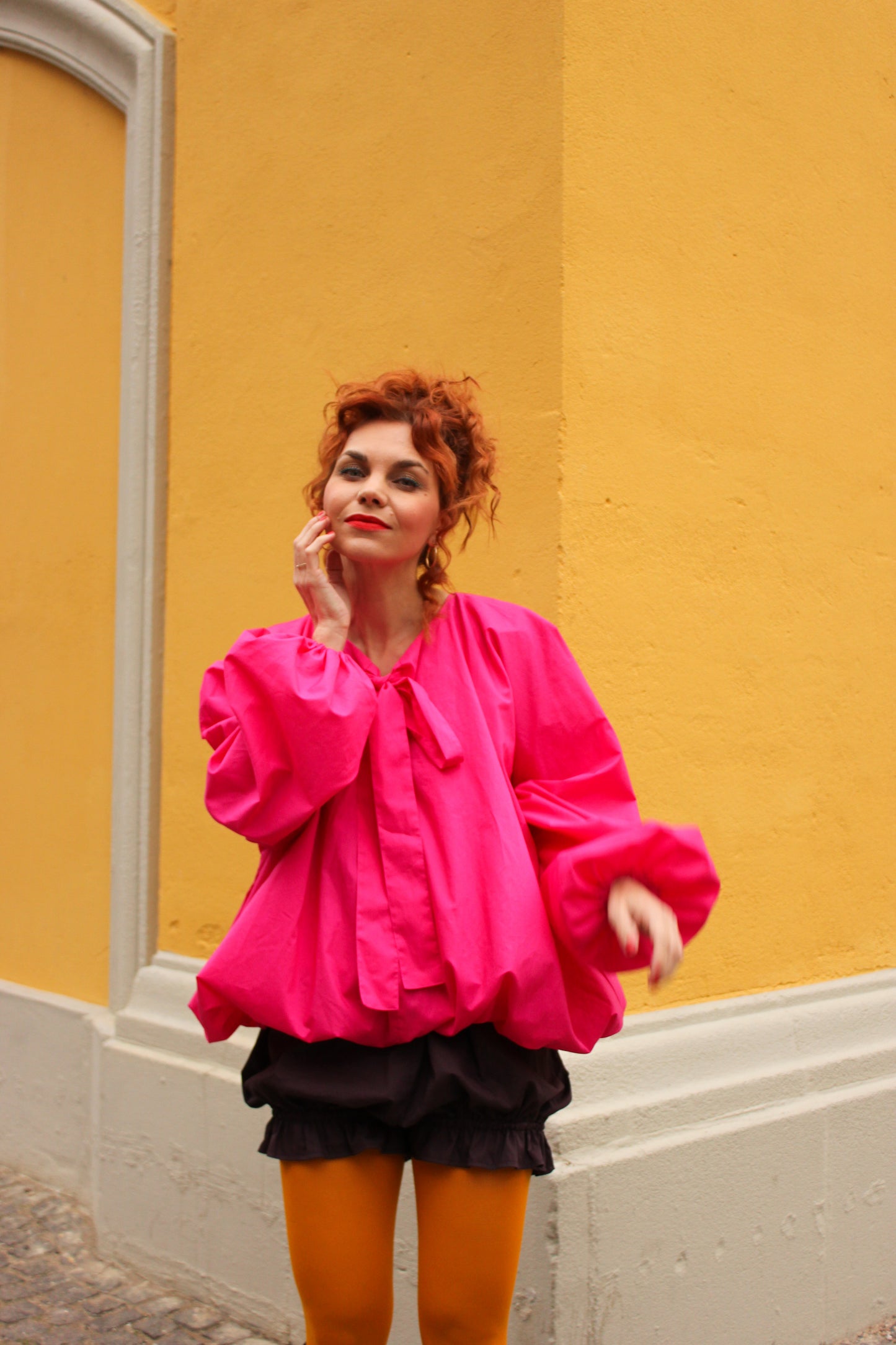 Babette Balloon Blouse - Glossy Pink