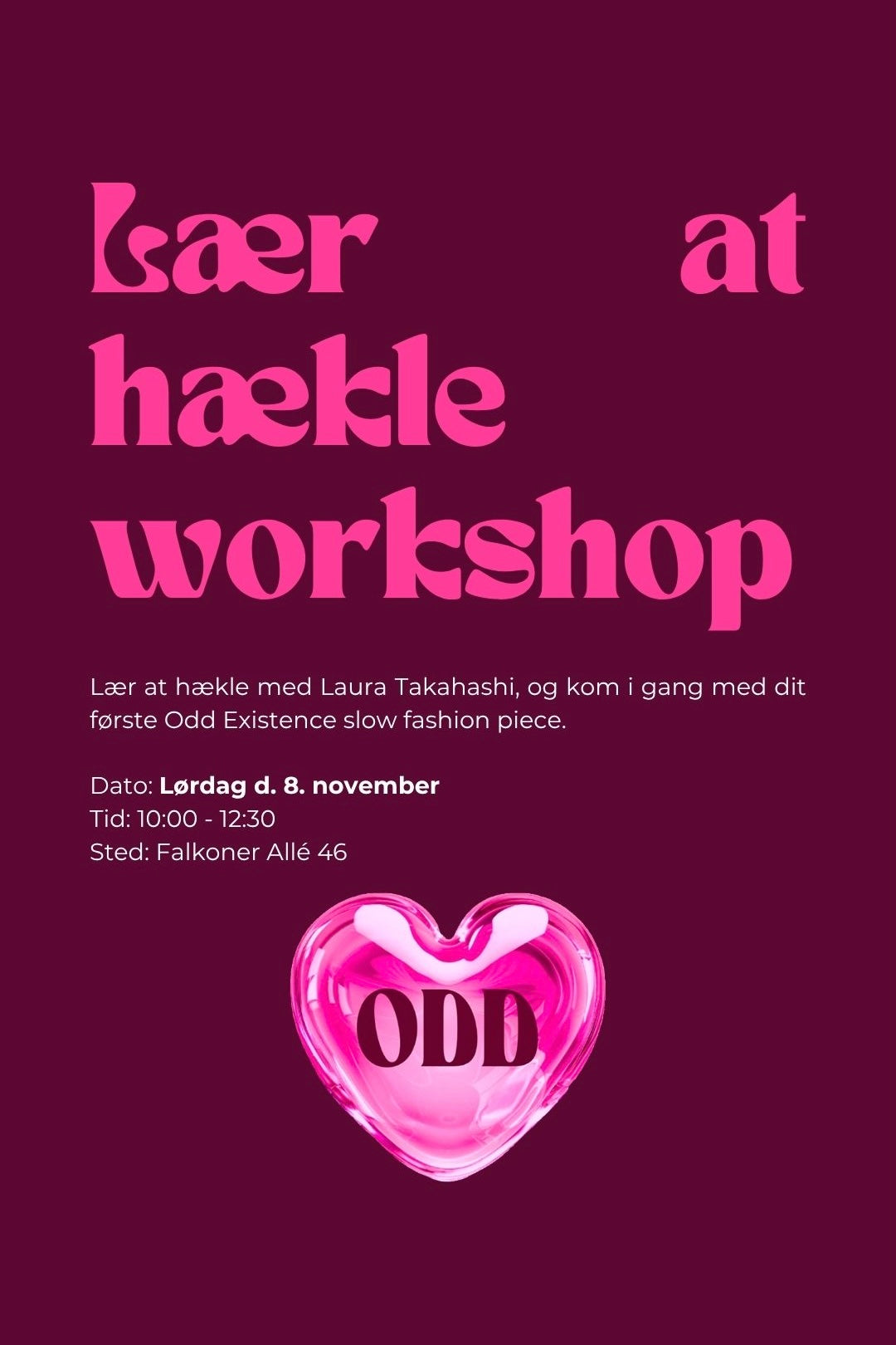 Billet til hækle-workshop d. 8. november 2025