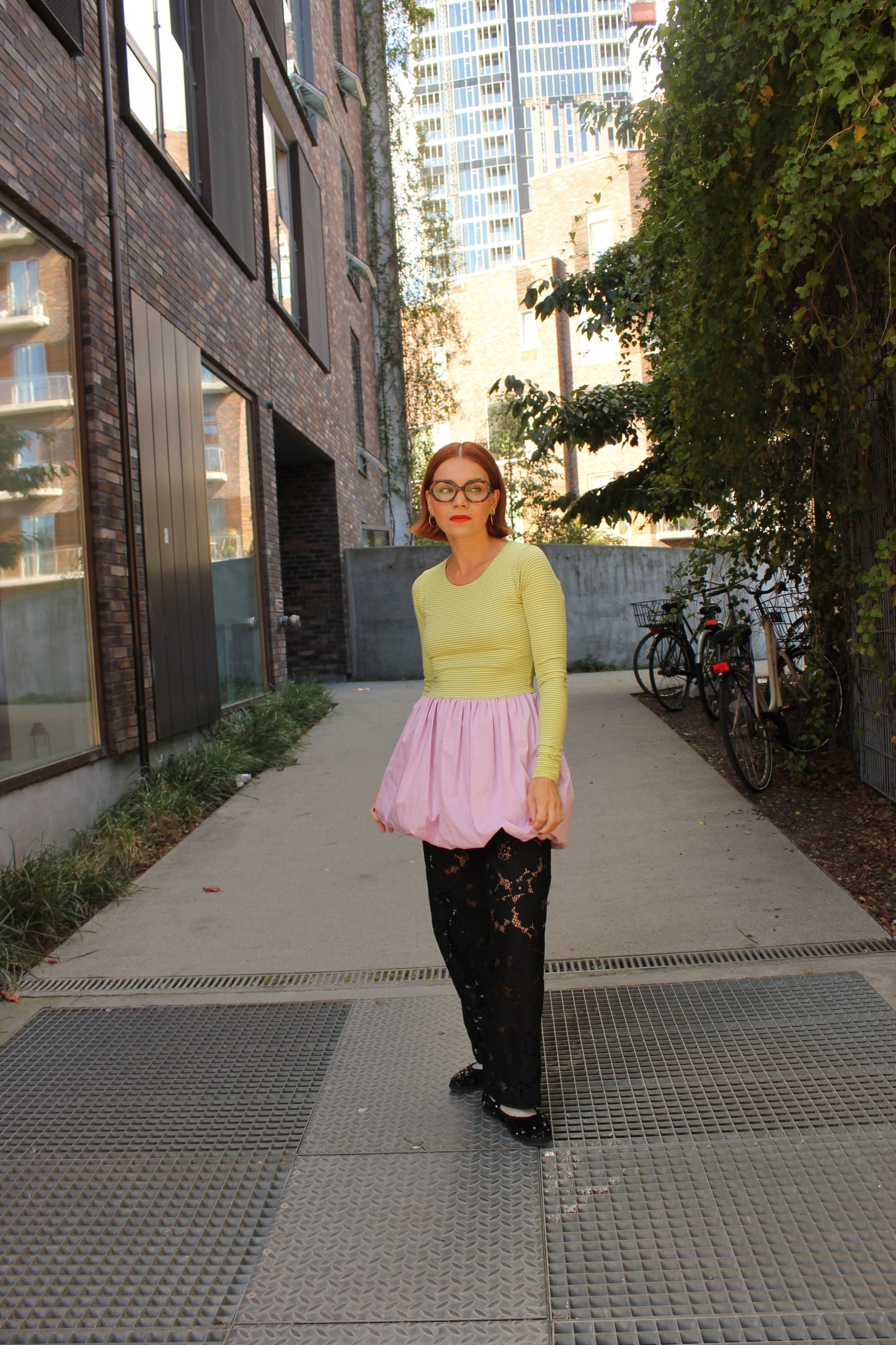 Almost a Prom Mini Dress - Gloomy Yellow & Warm Cuddle Lilac