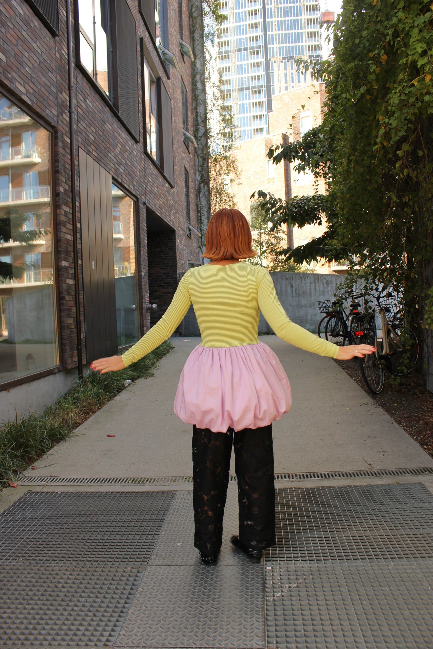 Almost a Prom Mini Dress - Gloomy Yellow & Warm Cuddle Lilac