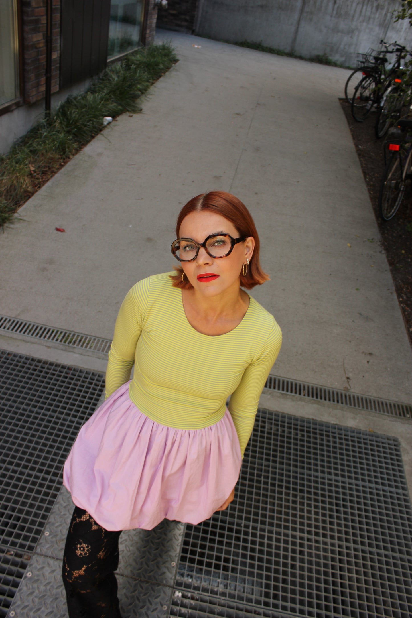 Almost a Prom Mini Dress - Gloomy Yellow & Warm Cuddle Lilac