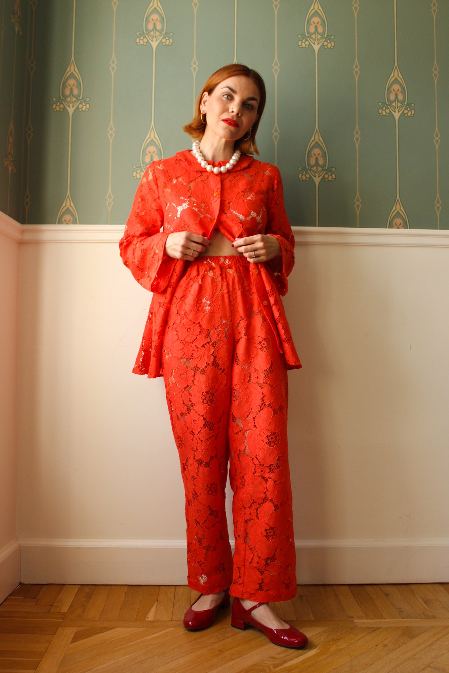 Prysselius Lace Pants - Mandarin Red