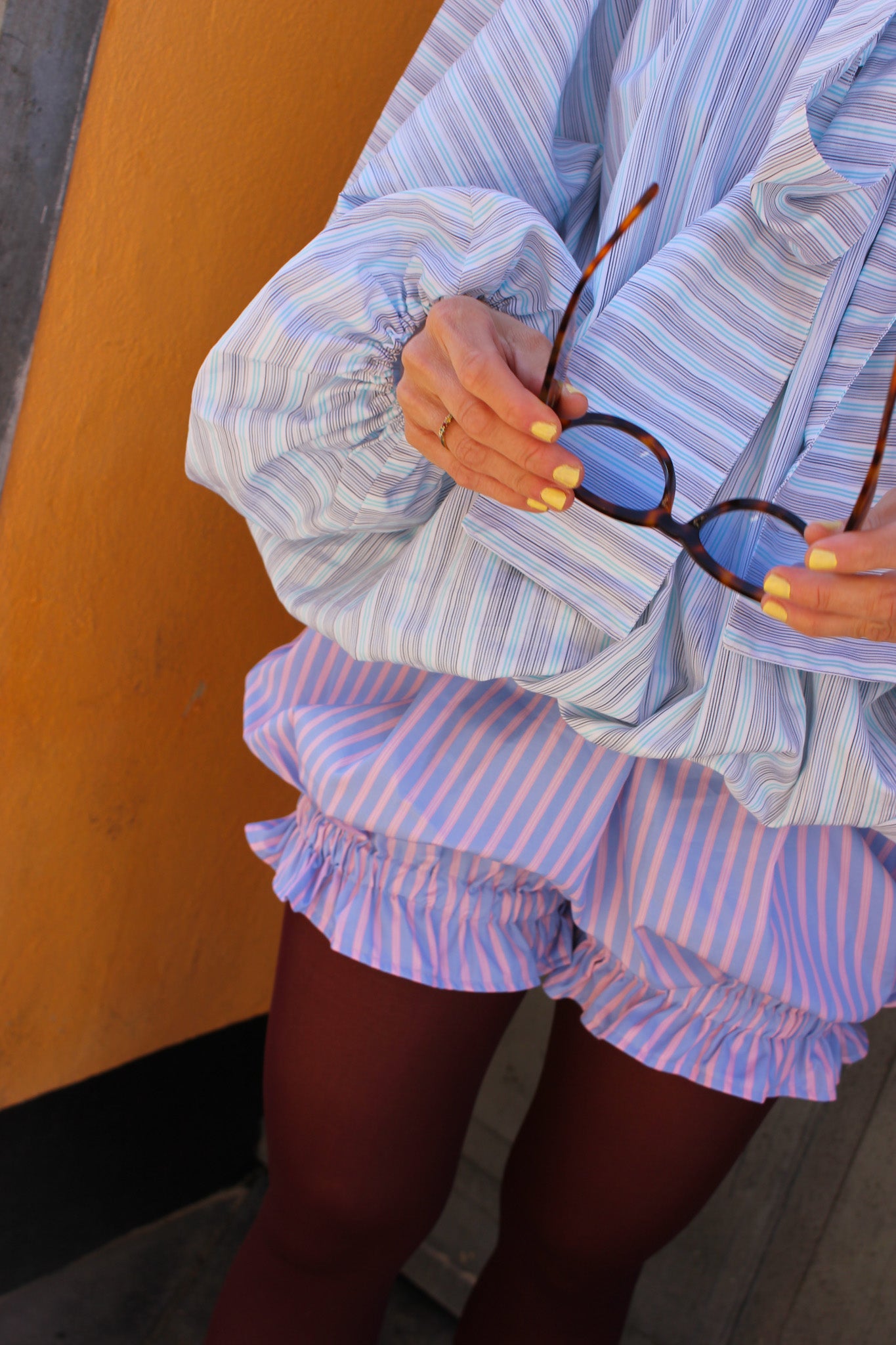 Bonnie Bloomers - Milky Blue and Blush Stripes