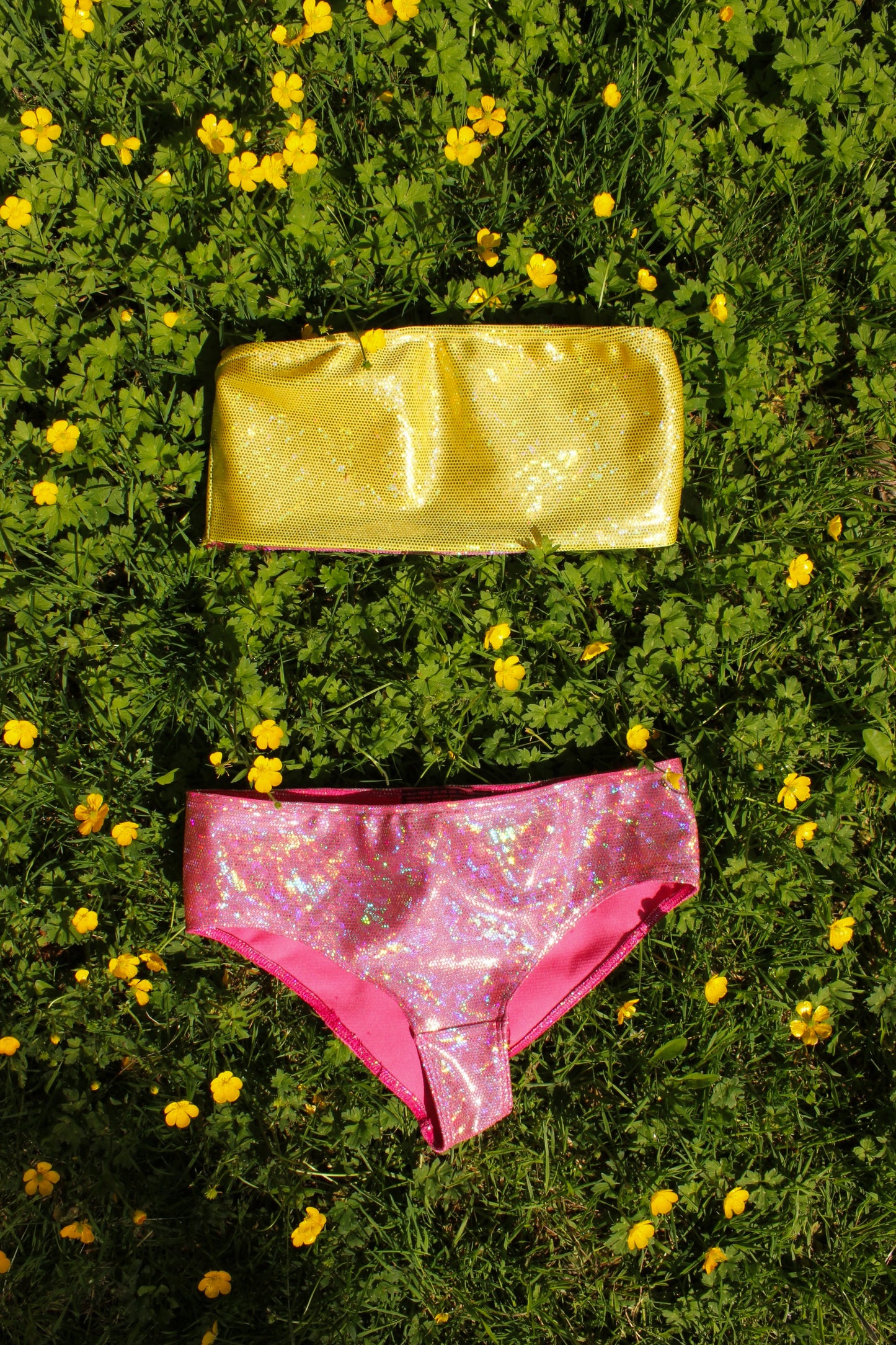 Balula Reversible Bandeau Top - Golden Mirror & Peony Ember READY-TO-SHIP