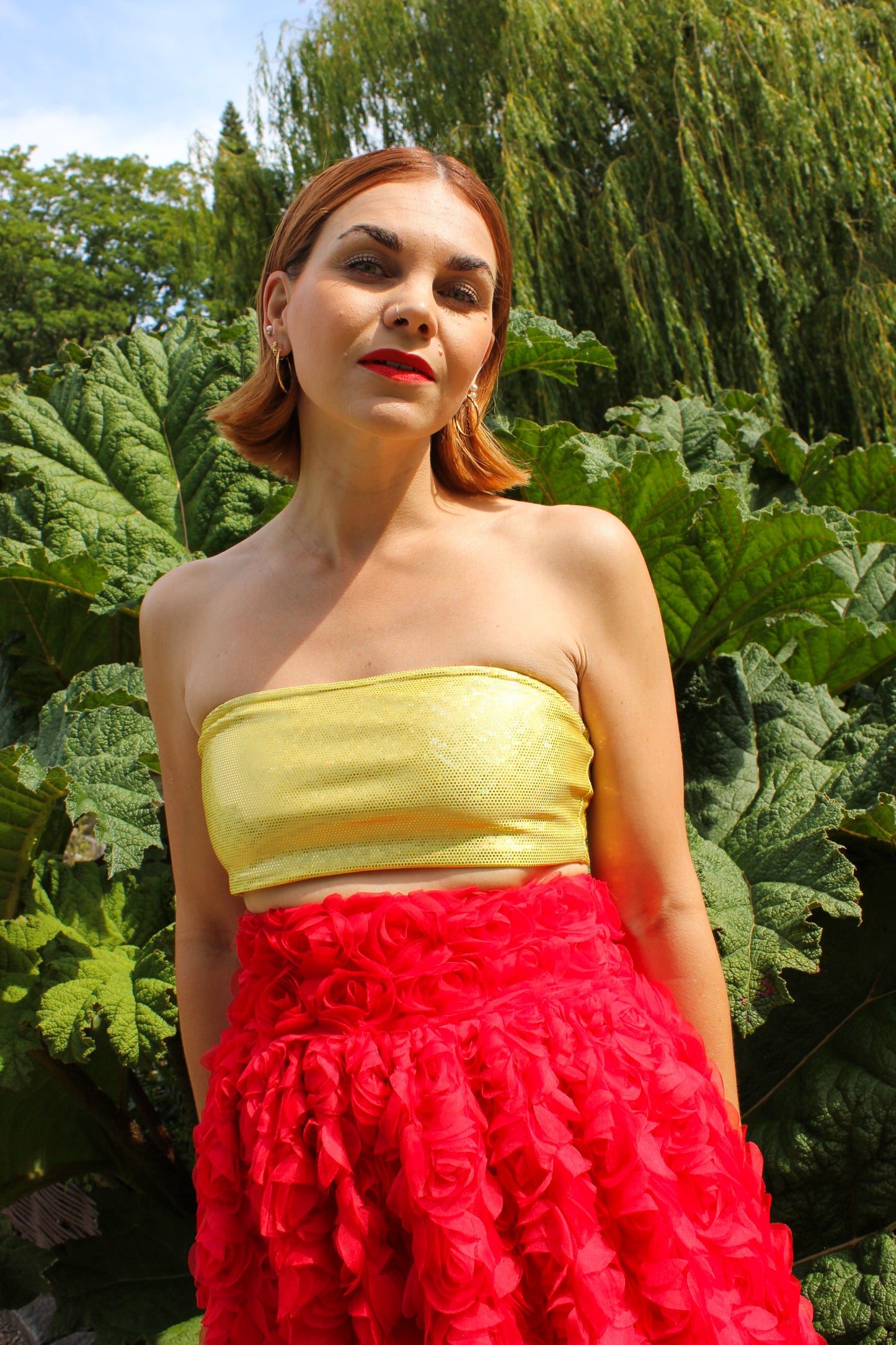 Balula Reversible Bandeau Top - Golden Mirror & Peony Ember READY-TO-SHIP