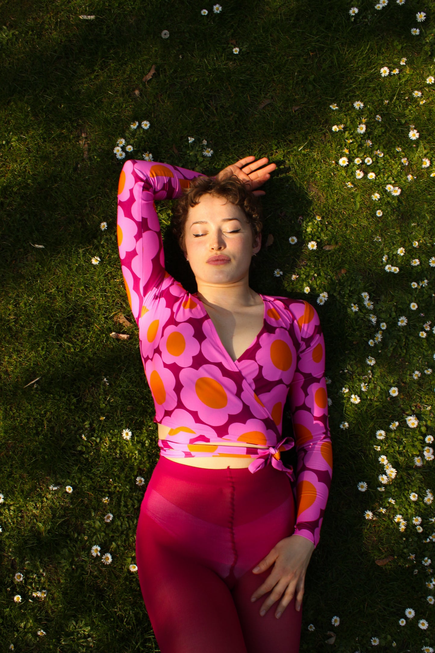 Hold Me Tight Wrap Top - Purple Flowerrain