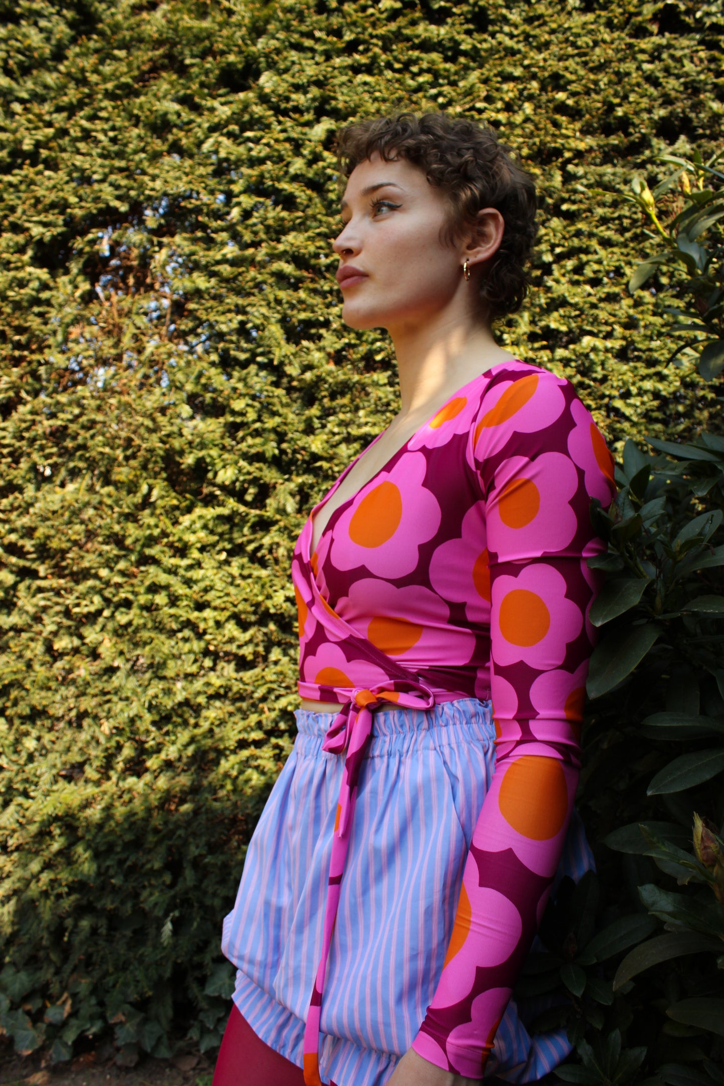 Hold Me Tight Wrap Top - Purple Flowerrain