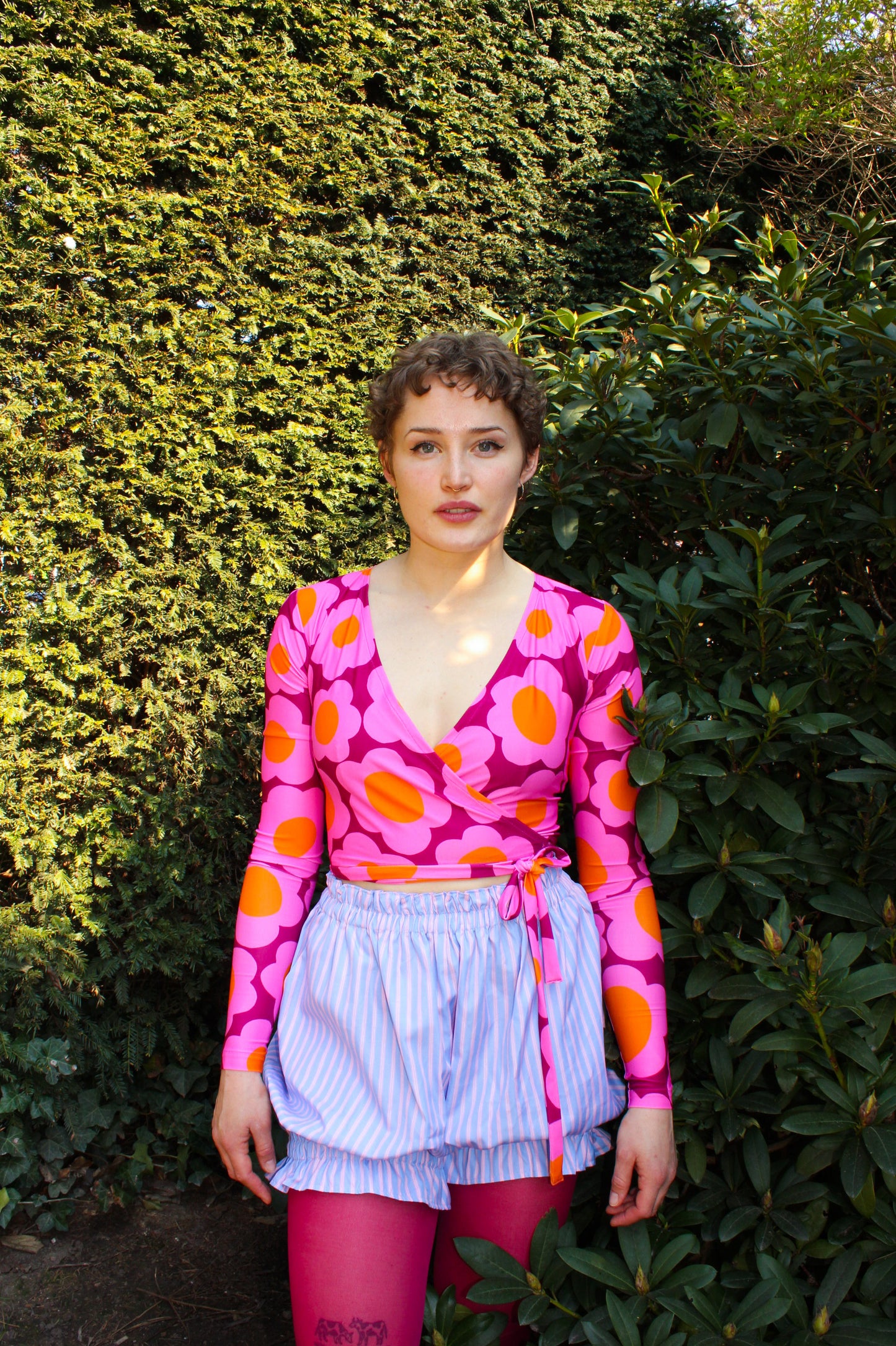 Hold Me Tight Wrap Top - Purple Flowerrain