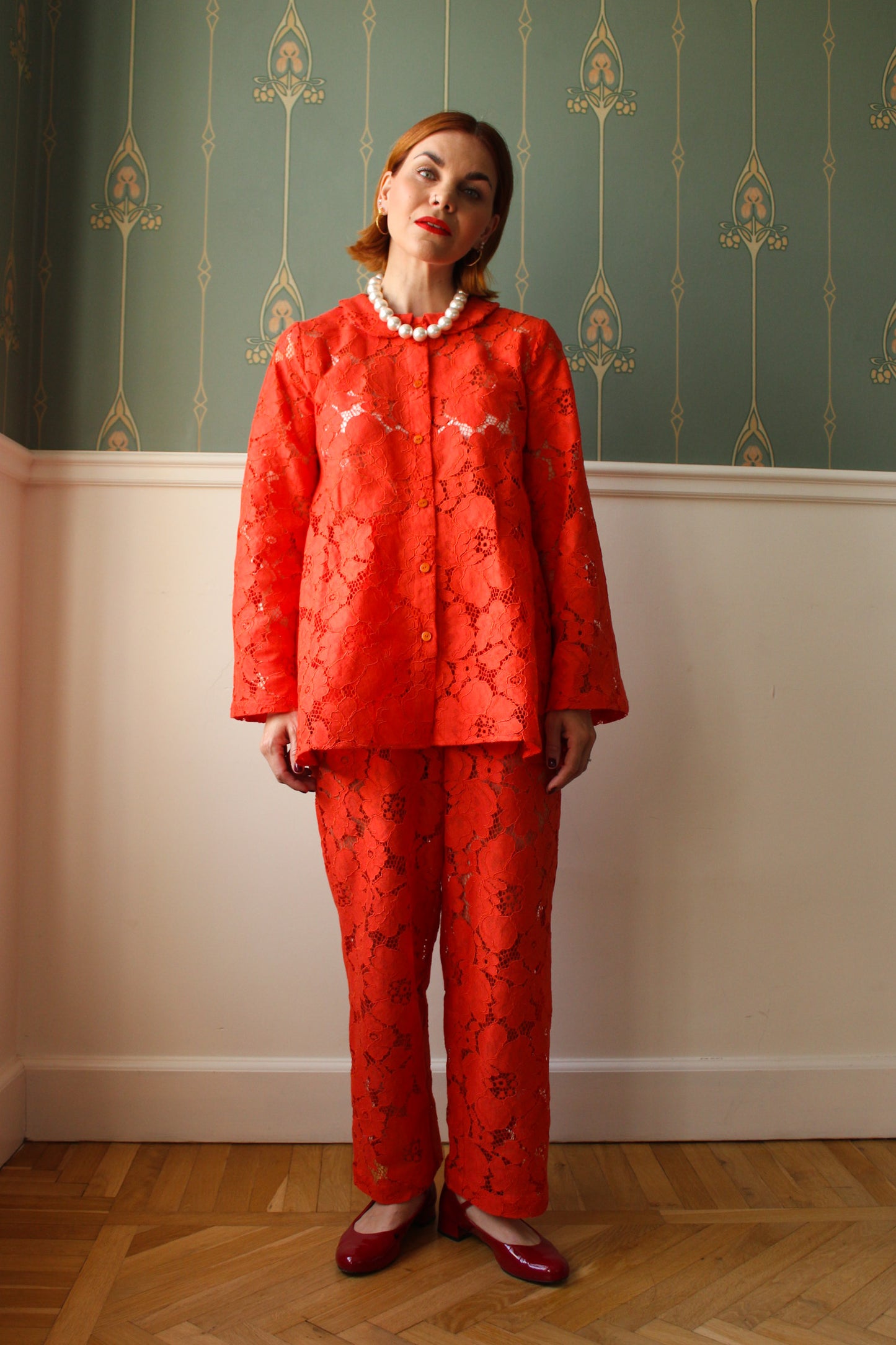 Prysselius Lace Pants - Mandarin Red