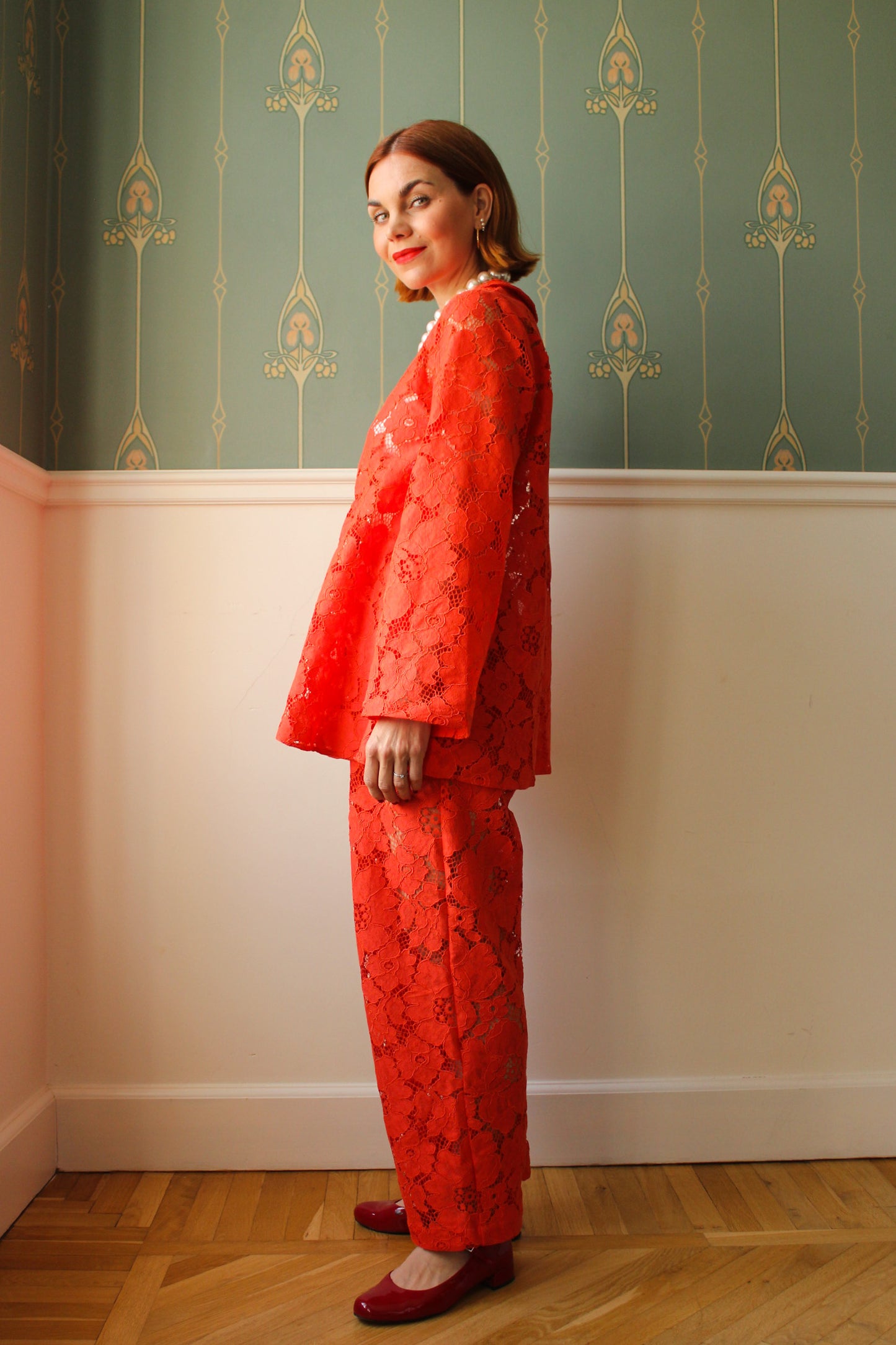 Prysselius Lace Shirt - Mandarin Red