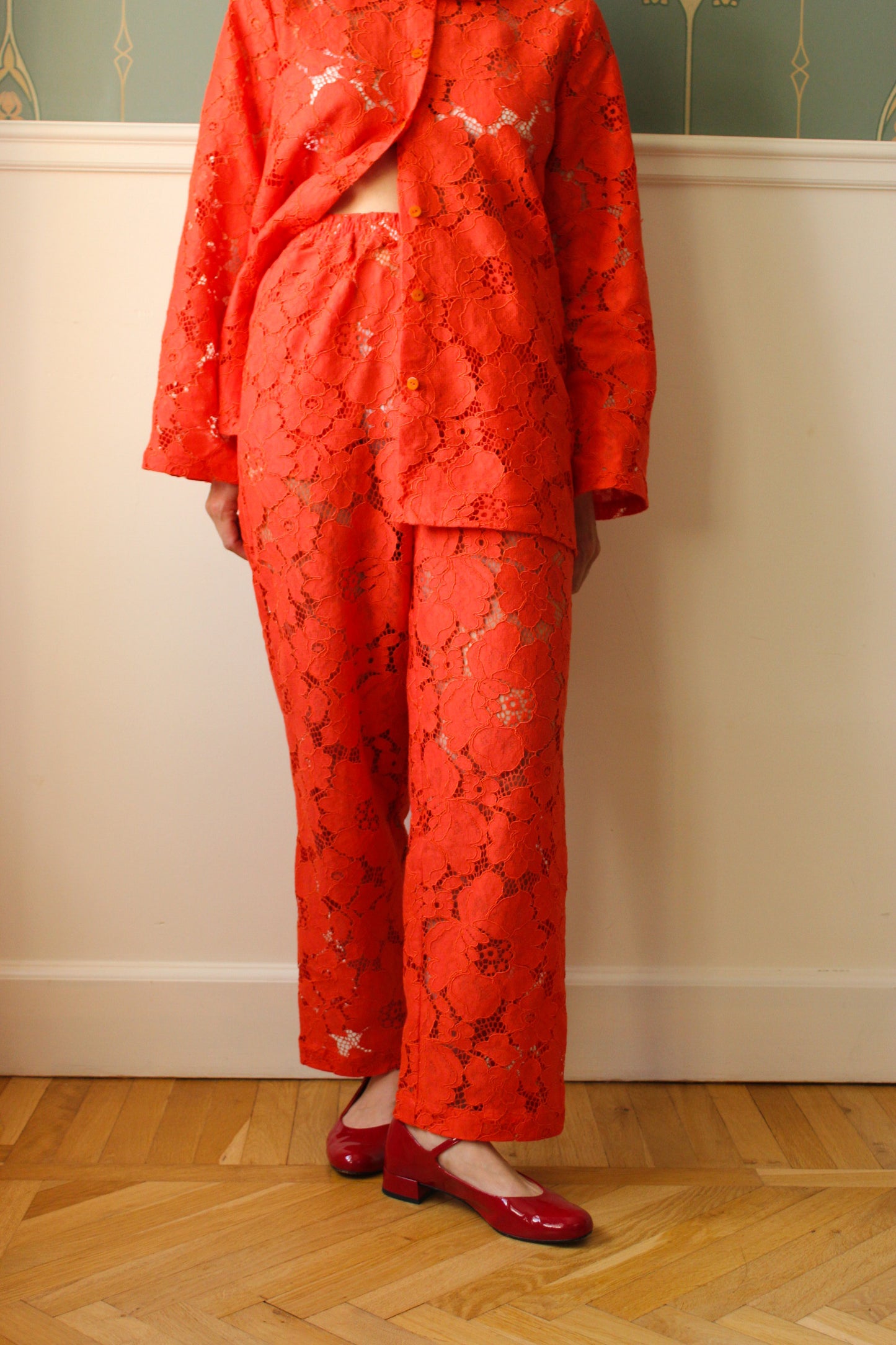 Prysselius Lace Pants - Mandarin Red