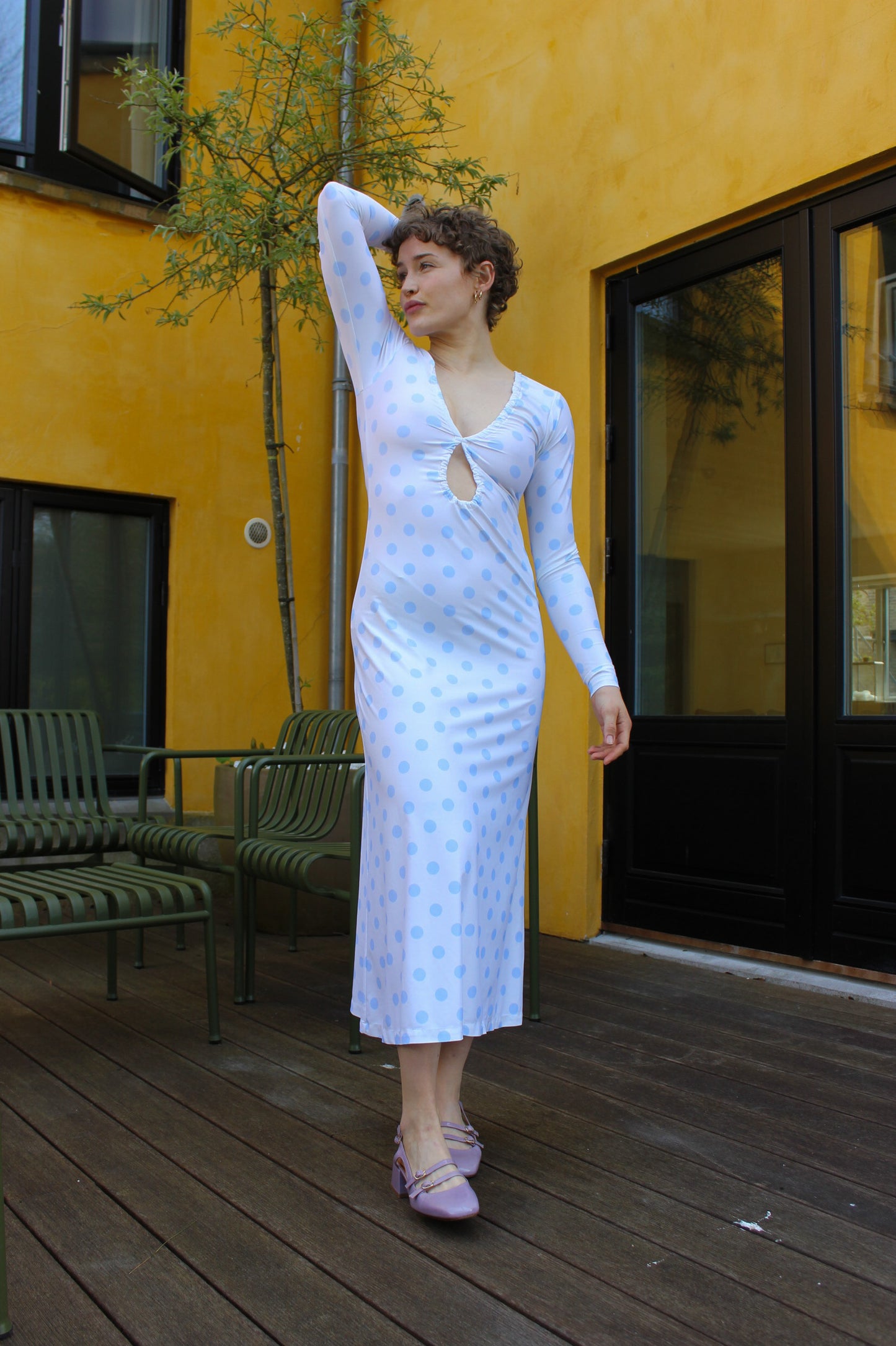 Sassy Dress - Baby Blue Dottie