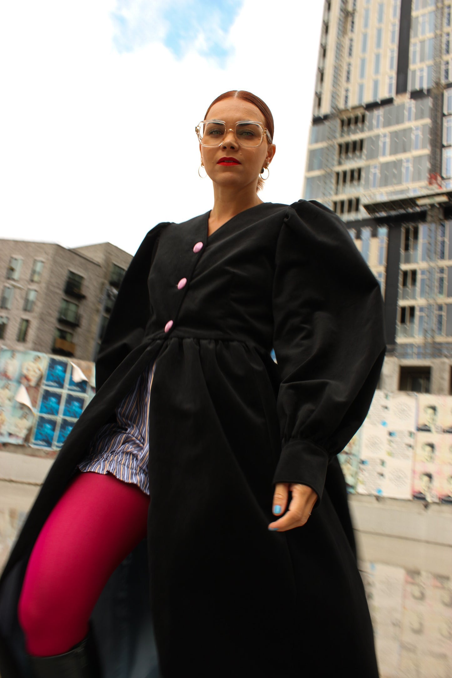 Whipped Cream Cake Maxi Coat - Night Sky Velvet