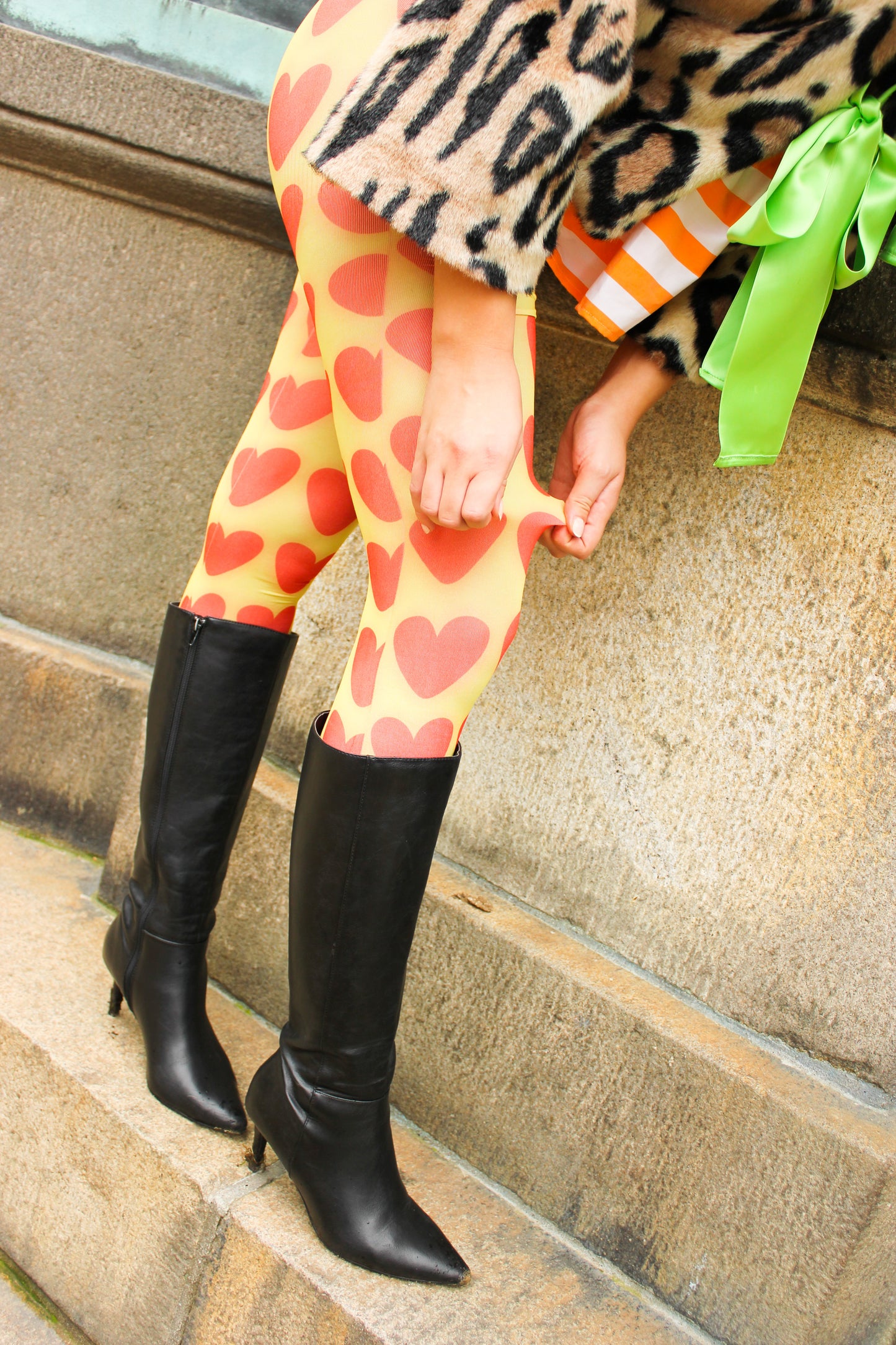 Fab Legs printed tights - Sweethearts Yellow