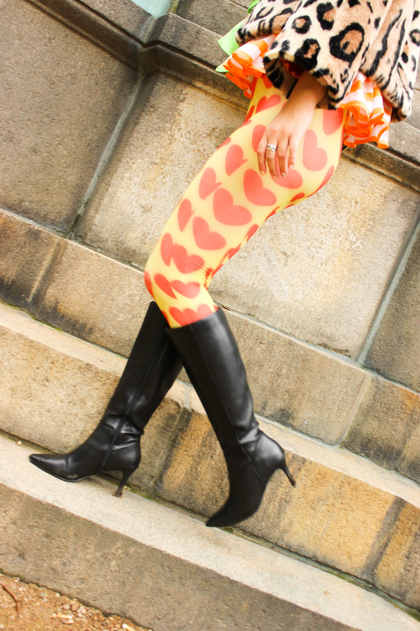 Fab Legs printed tights - Sweethearts Yellow