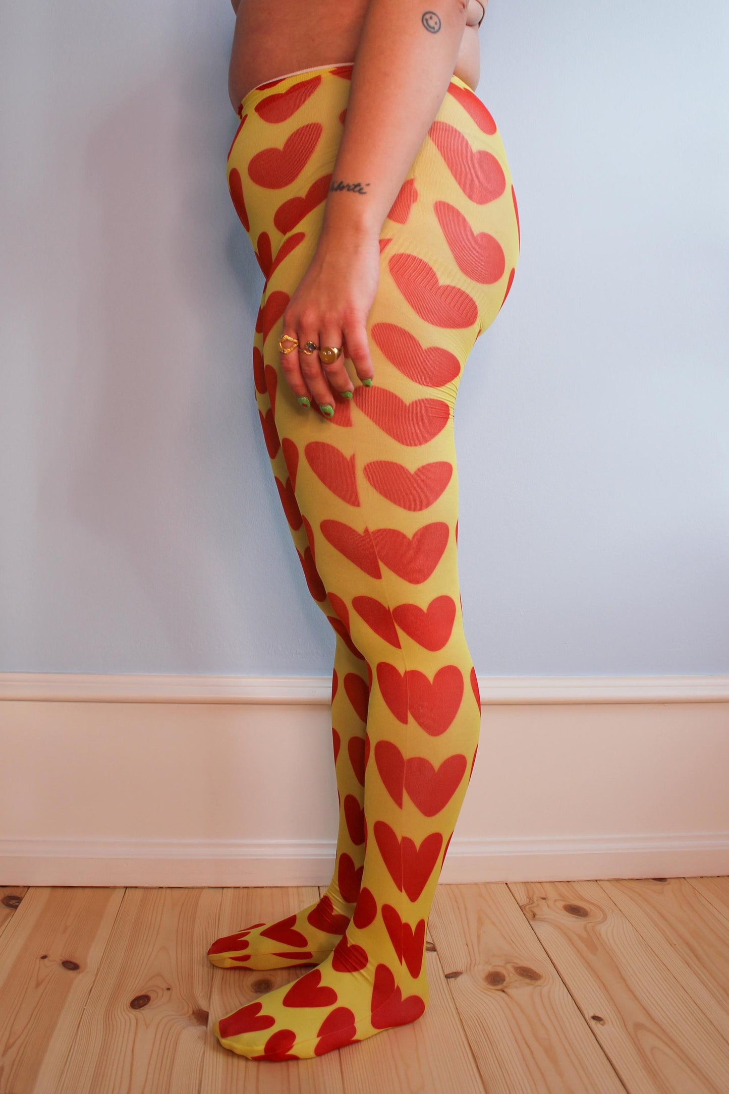 Fab Legs printed tights - Sweethearts Yellow