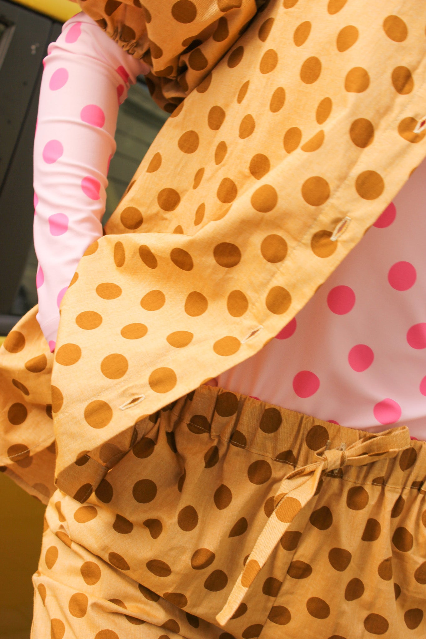 Pj Puff Shirt - Cappucino Dots