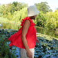 Water Lily Ruffle Top - Poppy Red