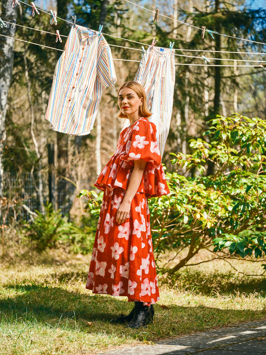 Bubble Top Short Sleeve - Blodblomst
