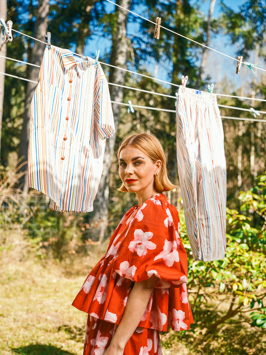 Bubble Top Short Sleeve - Blodblomst