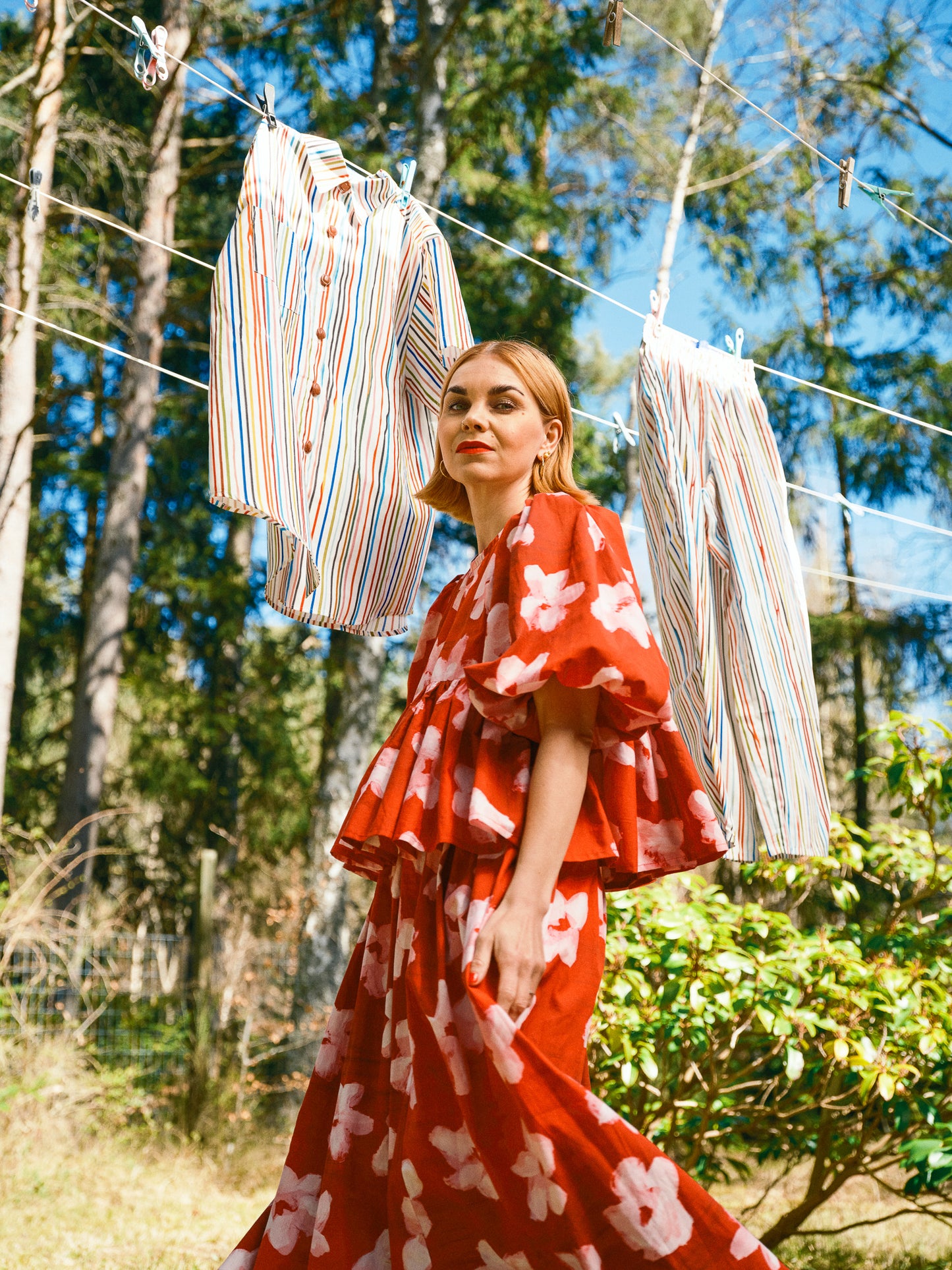 Bubble Top Short Sleeve - Blodblomst