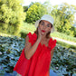 Water Lily Ruffle Top - Poppy Red
