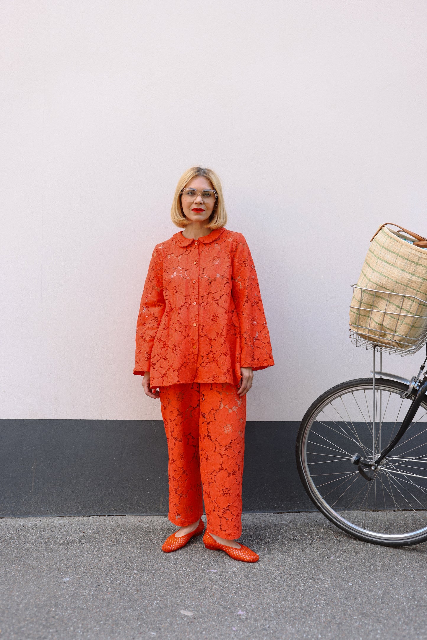 Prysselius Lace Pants - Mandarin Red