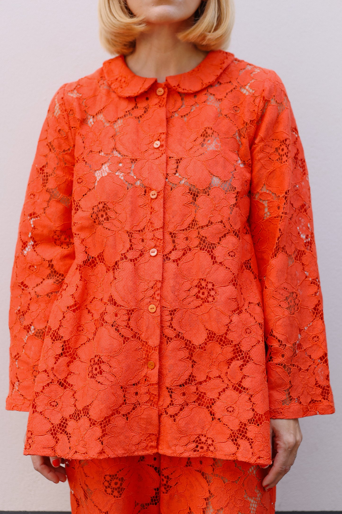Prysselius Lace Shirt - Mandarin Red