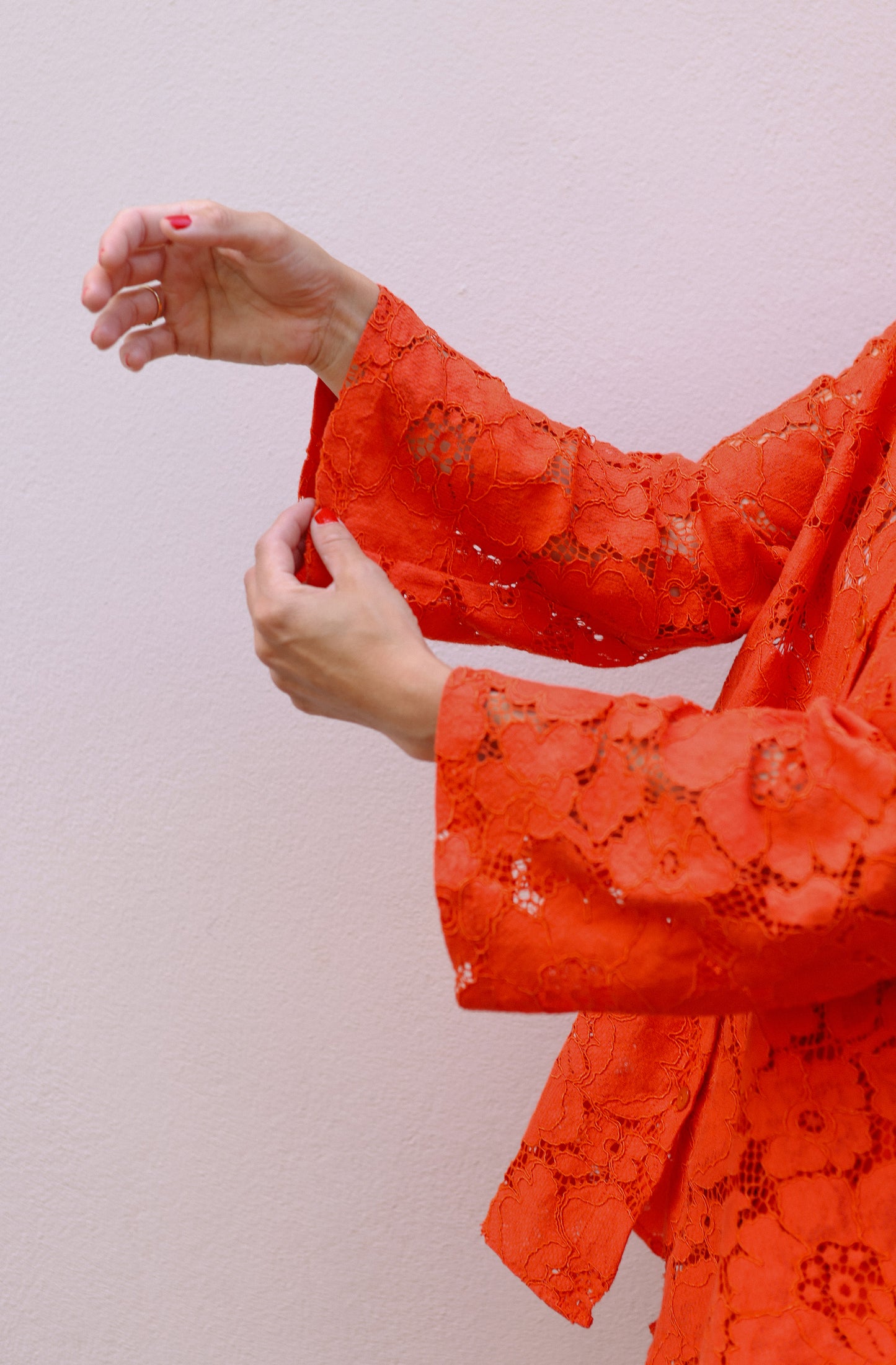 Prysselius Lace Shirt - Mandarin Red