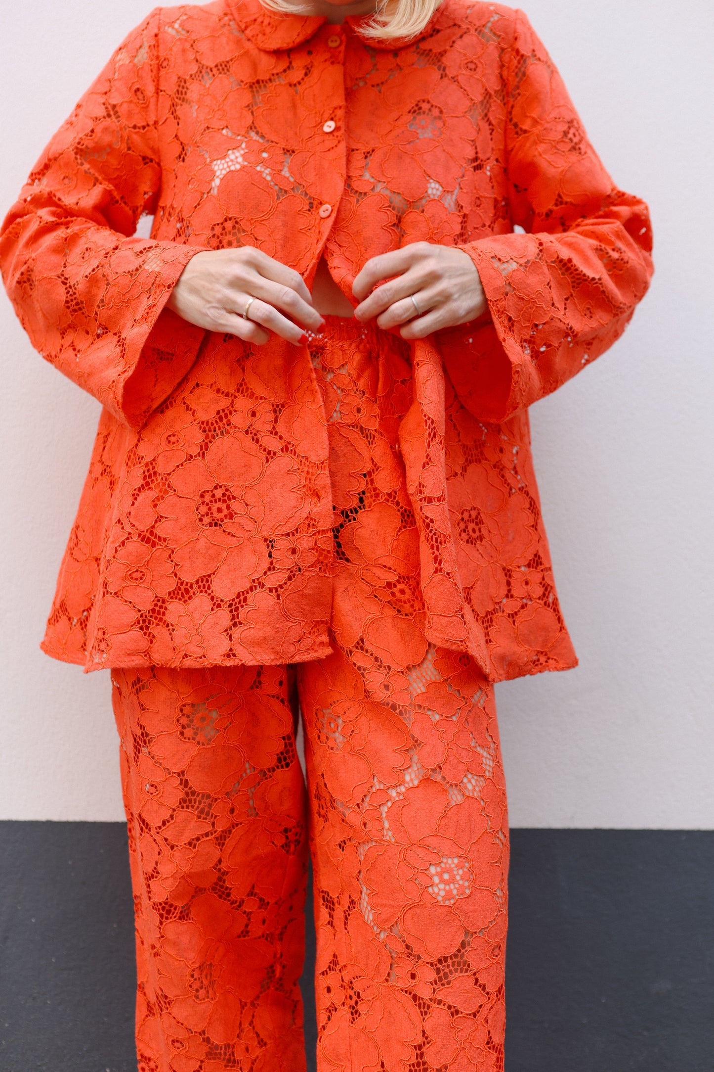 Prysselius Lace Pants - Mandarin Red