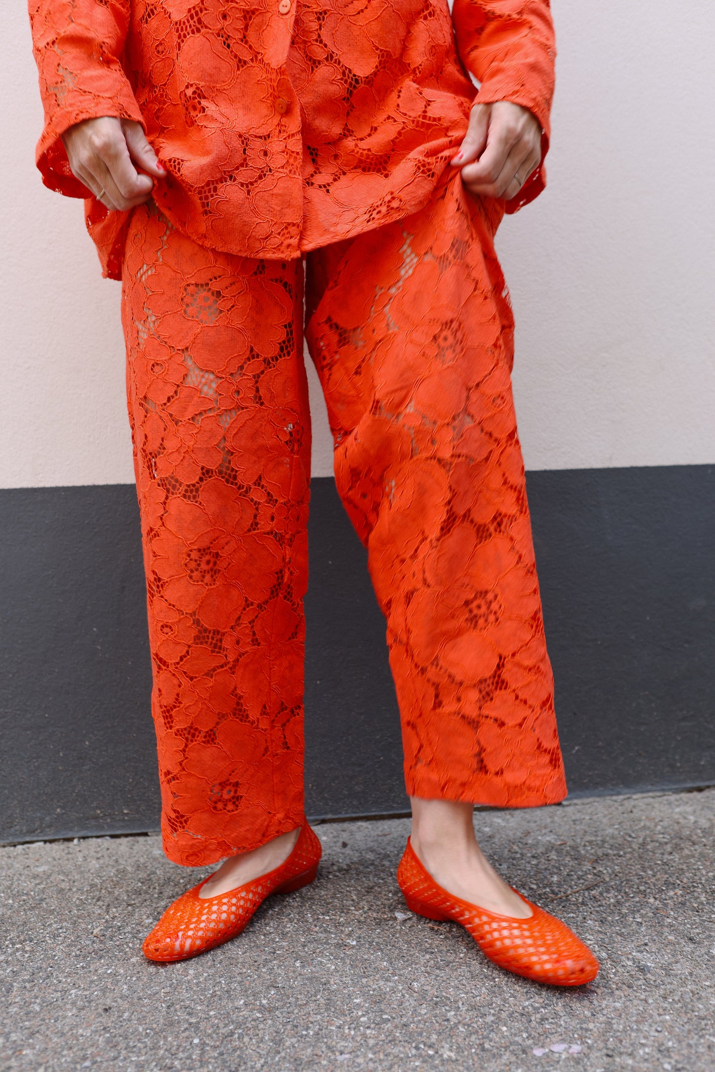 Prysselius Lace Pants - Mandarin Red