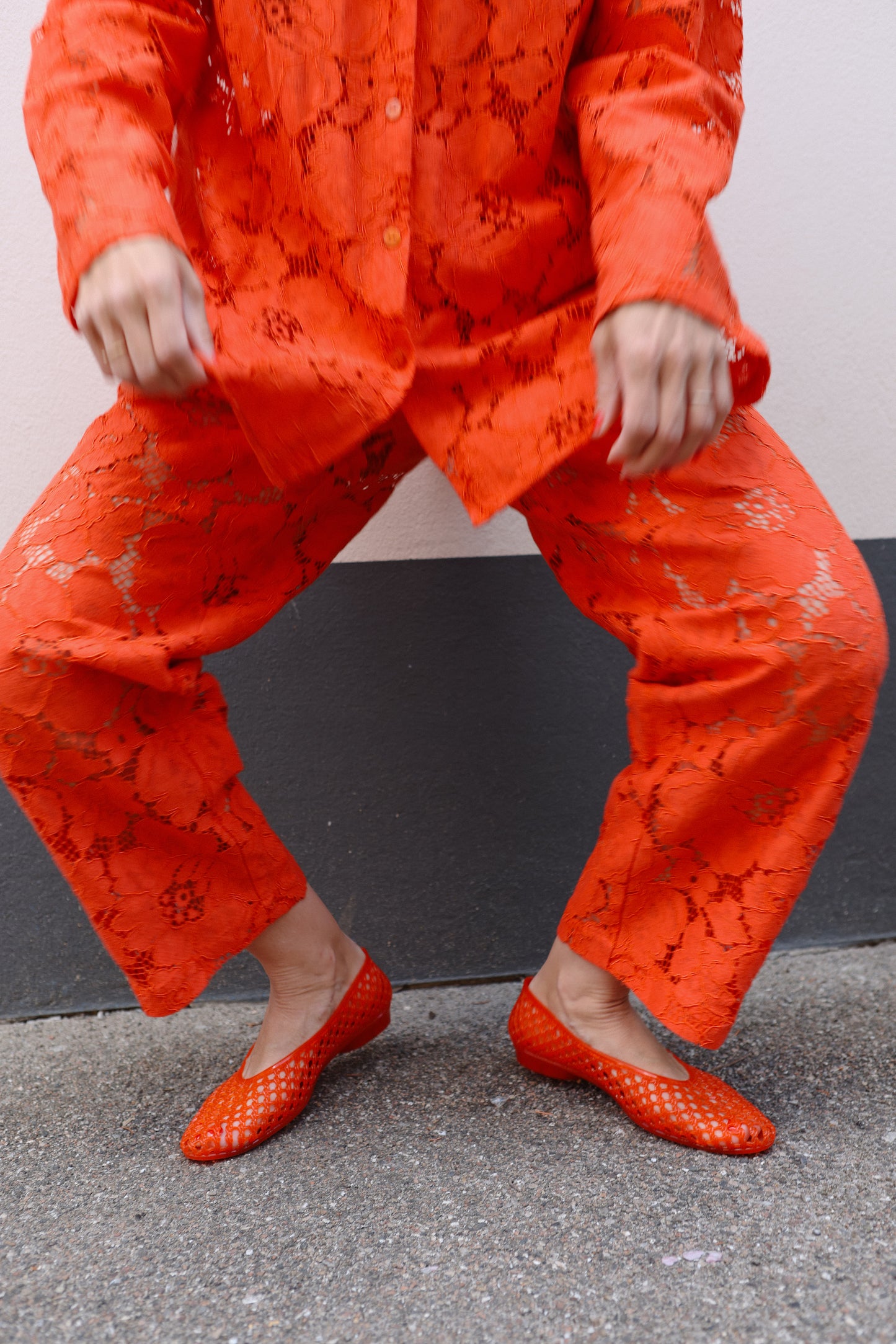 Prysselius Lace Pants - Mandarin Red