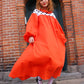 Ruthie Ruffle Dress Maxi - Burning Mandarin