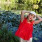Water Lily Ruffle Top - Poppy Red