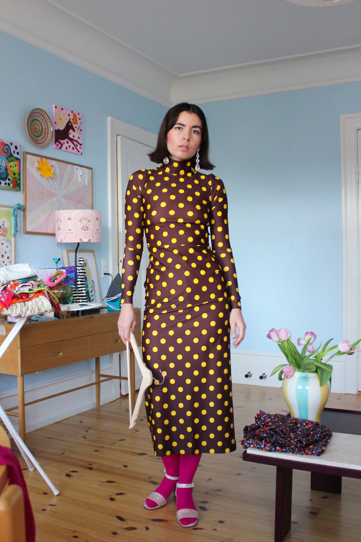 Wavy Dress - Coffee Noir Dots