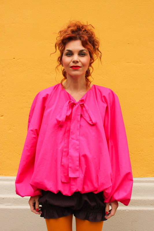 Babette Balloon Blouse - Glossy Pink