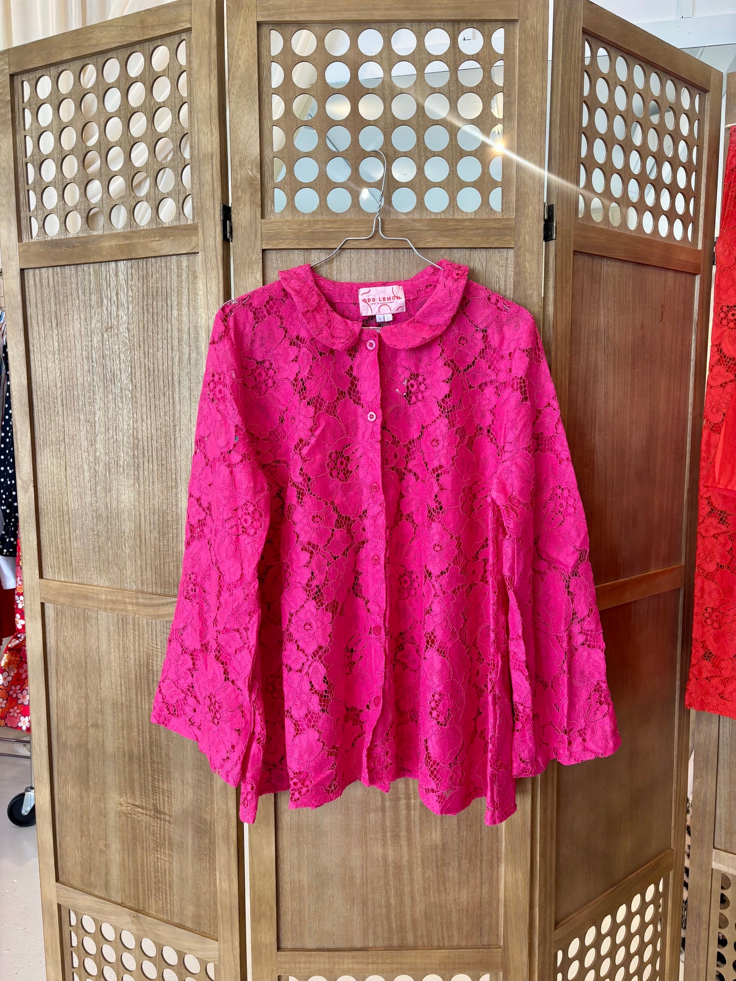 Prysselius Lace Shirt - Hot Pink M/L