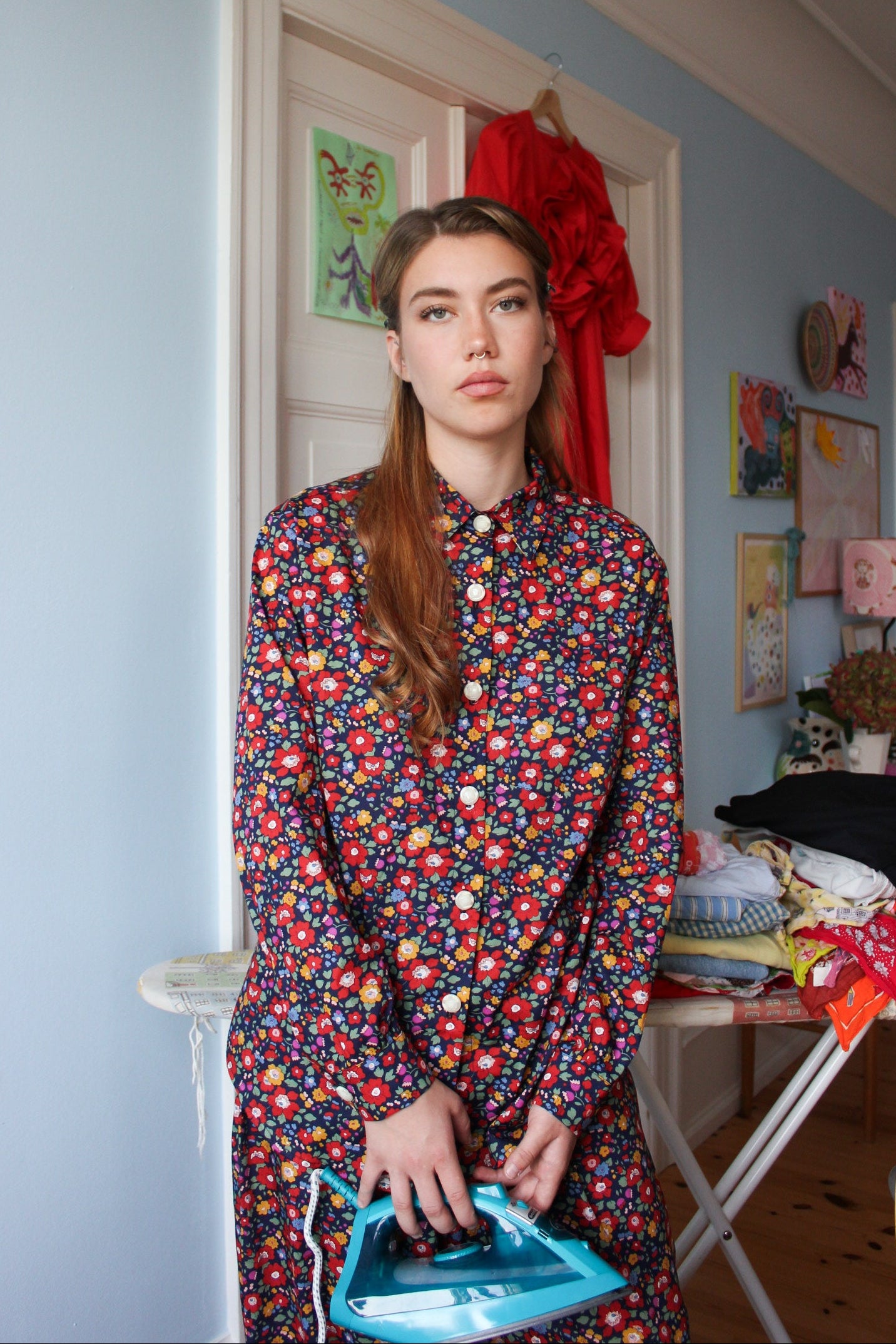 Tone of Eternity Shirt - Midnight Blue Flowers