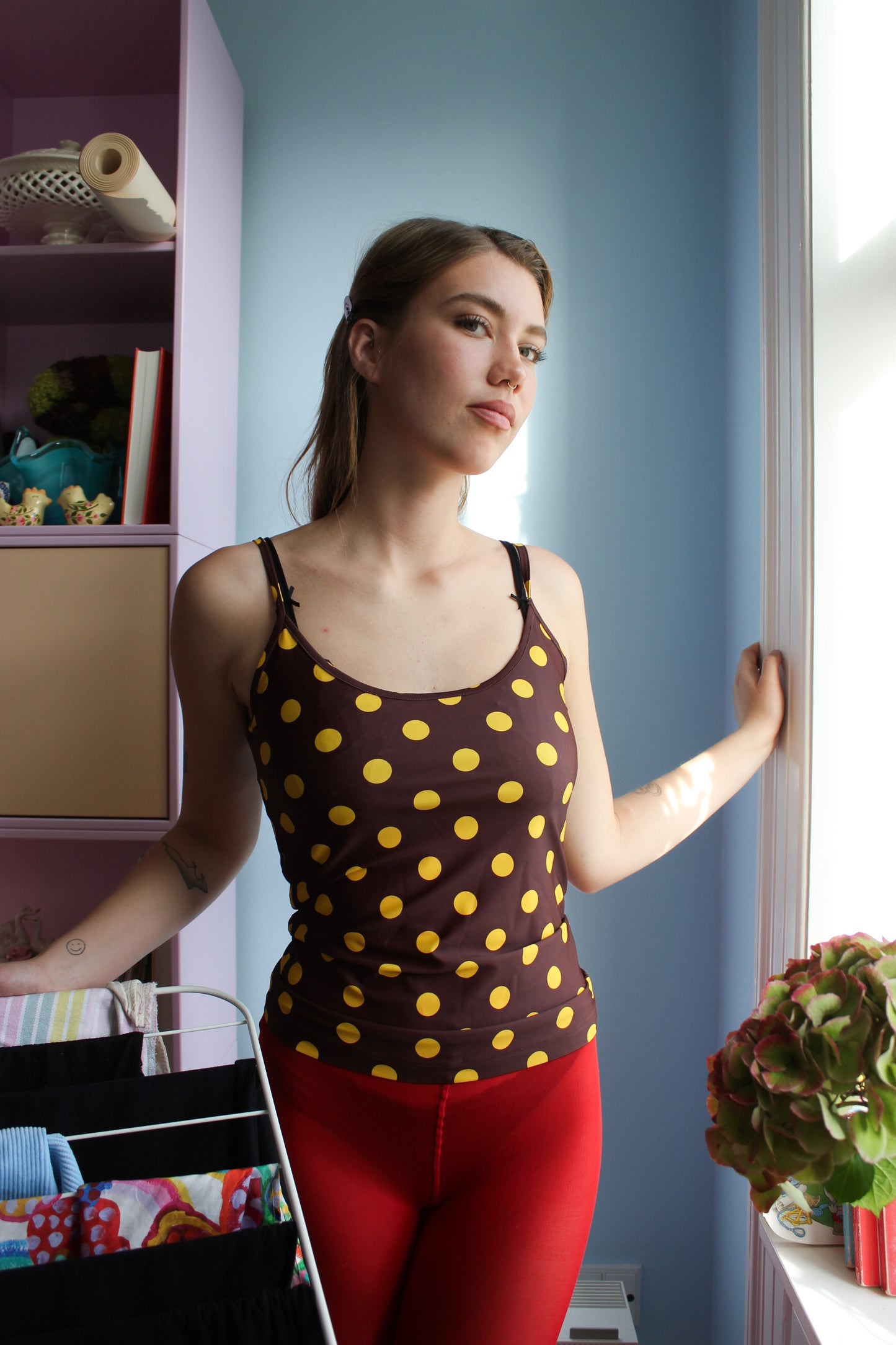 Balula Singlet - Coffee Noir Dots READY TO SHIP